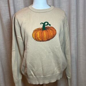 Kiel James Patrick Cream Pumpkin Graphic Crewneck Sweater